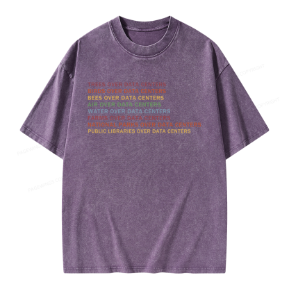 Pagewings Nature Over Data Centers Unisex Washed T-shirt