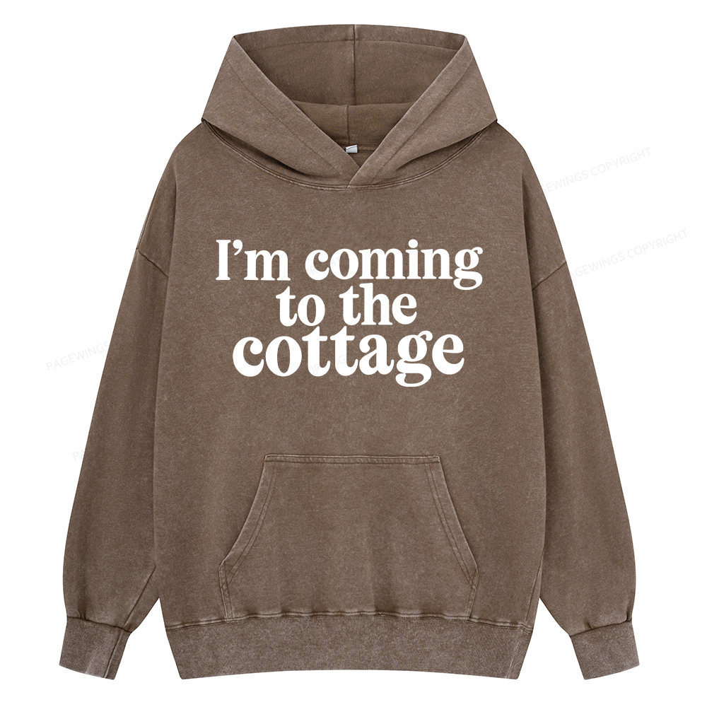 Pagewings I'm Coming To The Cottage Unisex Washed Hoodie