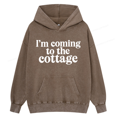 Pagewings I'm Coming To The Cottage Unisex Washed Hoodie