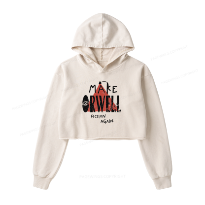 Pagewings Make Orwell Fiction Again Washed Crop Hoodie