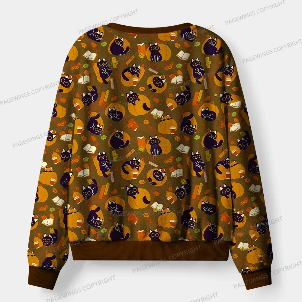 Pagewings Just A Cat Who Love Reading Unisex Flannel Pajama Set