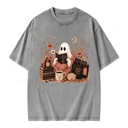 Pagewings Smut Reading Ghost Unisex Washed T-shirt