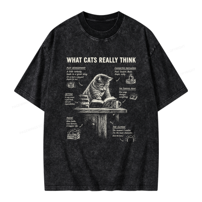 Pagewings What Cats Really Think Unisex Washed T-shirt