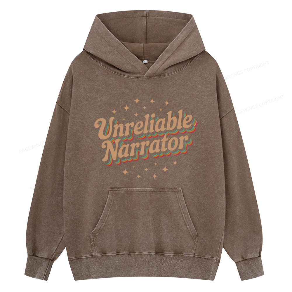 Pagewings Unreliable Narrator Unisex Washed Hoodie