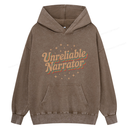 Pagewings Unreliable Narrator Unisex Washed Hoodie