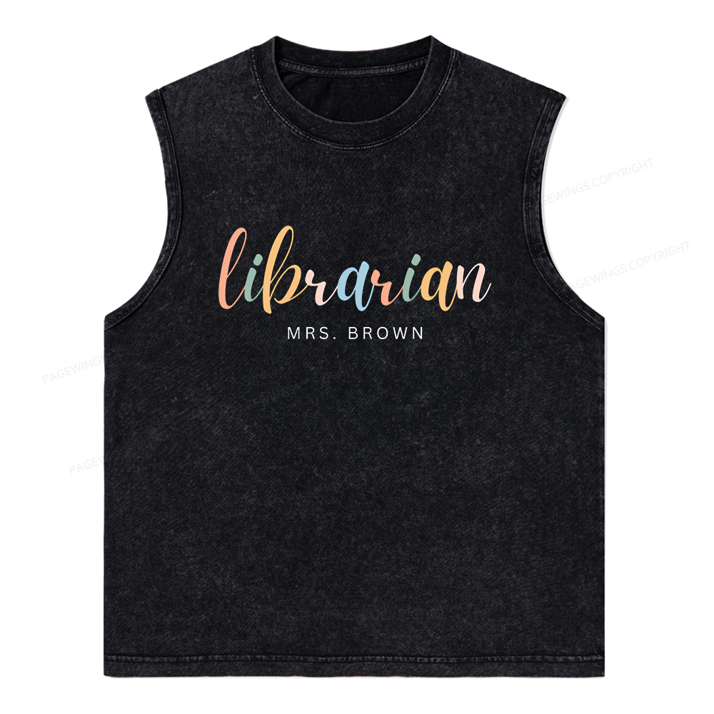 Pagewings Personalized Gift for Librarian Unisex Washed Tank Top