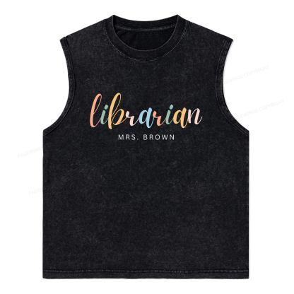 Pagewings Personalized Gift for Librarian Unisex Washed Tank Top