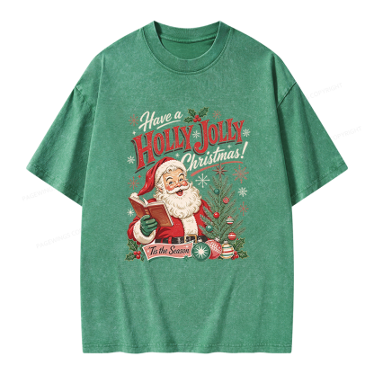 Pagewings Have a Holly Jolly Christmas Unisex Washed T-shirt
