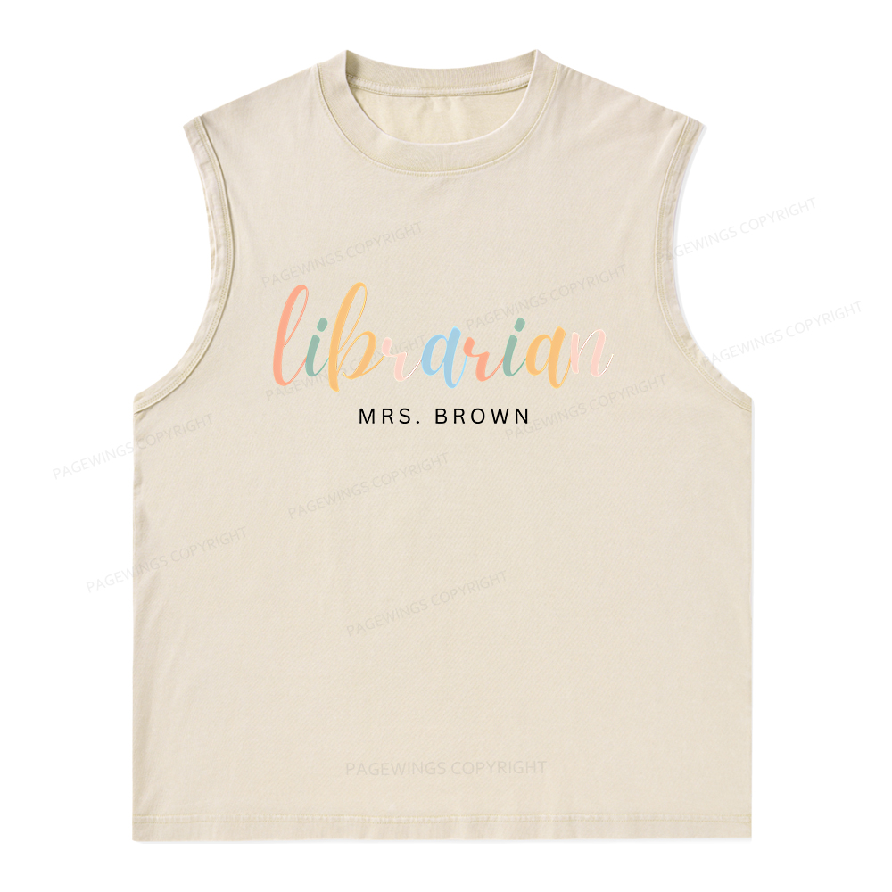 Pagewings Personalized Gift for Librarian Unisex Washed Tank Top