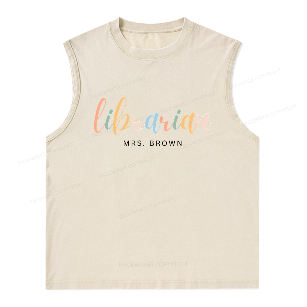 Pagewings Personalized Gift for Librarian Unisex Washed Tank Top