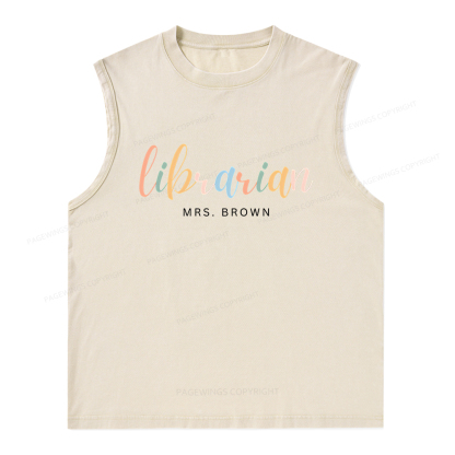 Pagewings Personalized Gift for Librarian Unisex Washed Tank Top