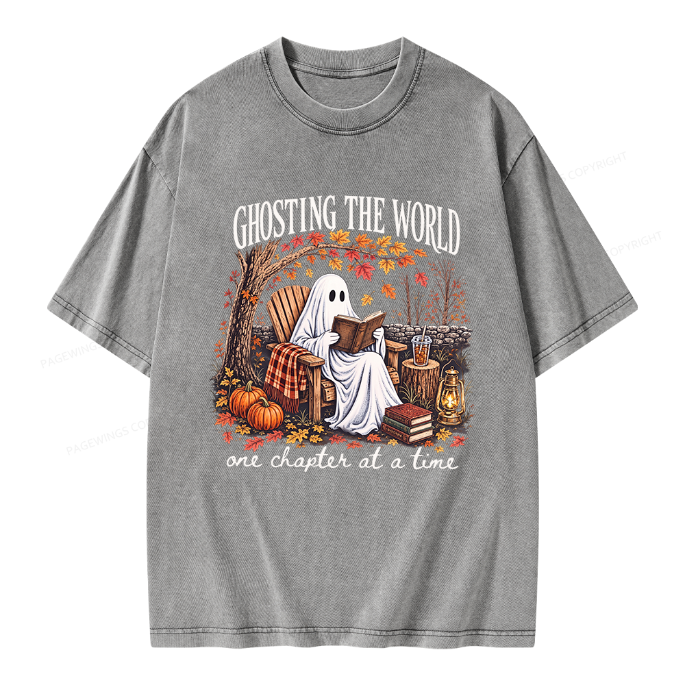 Pagewings Ghosting The World Sublimation Unisex Washed T-shirt