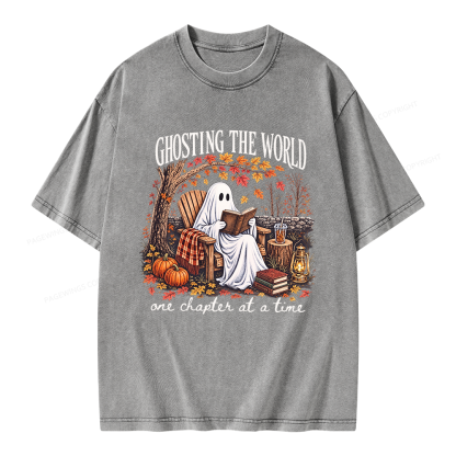 Pagewings Ghosting The World Sublimation Unisex Washed T-shirt