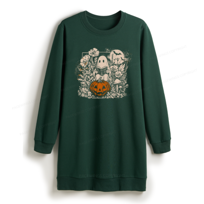 Pagewings Halloween Fall Ghost Sweatshirt Dress