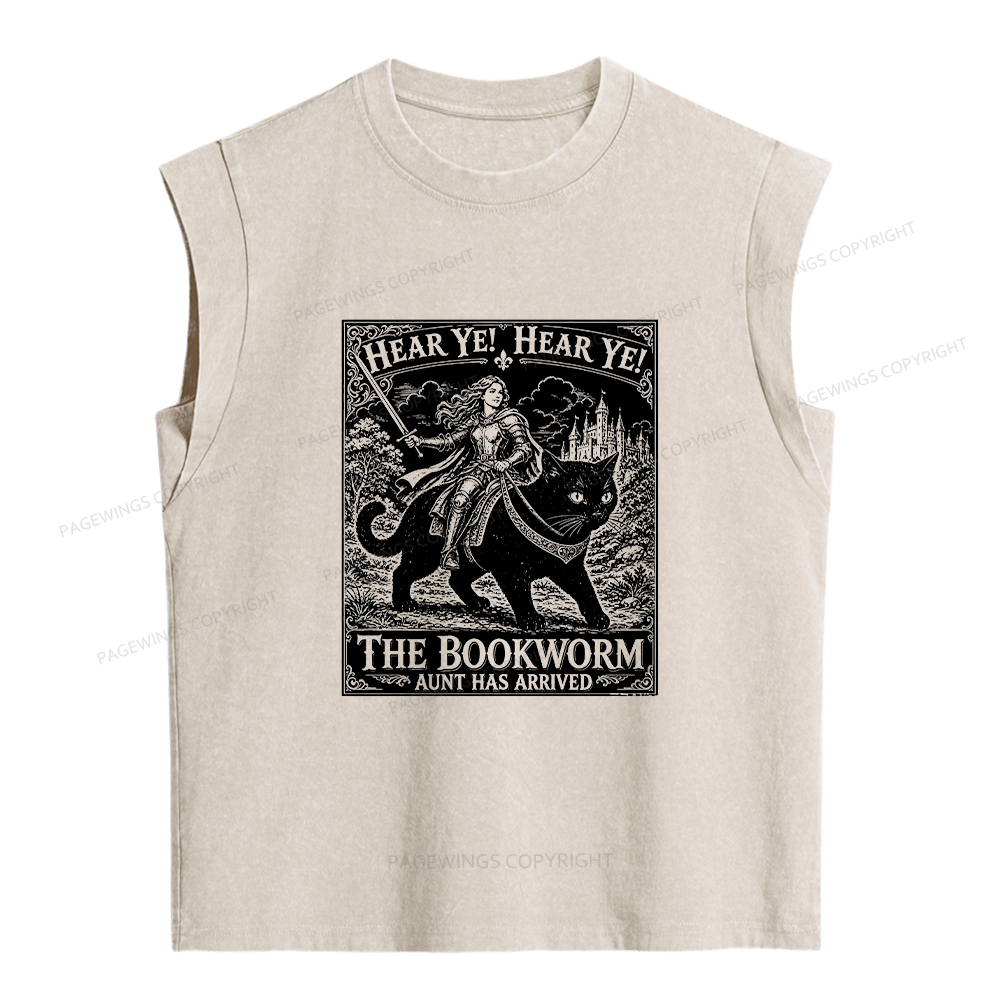 Pagewings Bookworm Knight Riding Women's Washed Tank Top