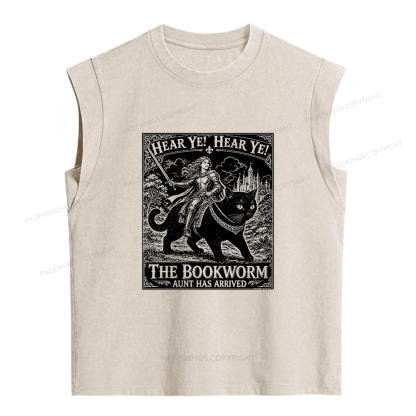 Pagewings Bookworm Knight Riding Women's Washed Tank Top