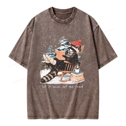 Pagewings Reading Raccoon Unisex Washed T-shirt