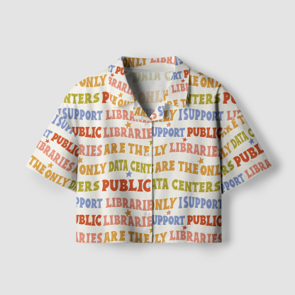Pagewings I Support Public Libraries Women's Camp Shirt