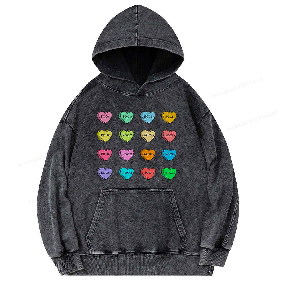Pagewings Valentine's Day Librarian  Unisex Washed Hoodie