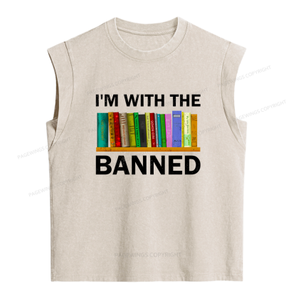Pagewings I'm With The Banned Women's Washed Tank Top