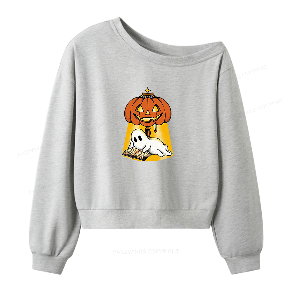 Pagewings Halloween Reader Women Off Shoulder Sweatshirt