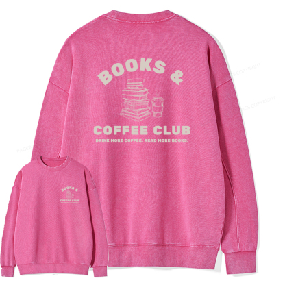 Pagewings Books and Coffee Club Unisex Washed Sweatshirt