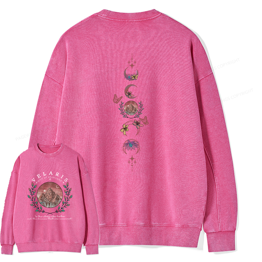 Pagewings Velaris City Of Starlight Unisex Washed Sweatshirt