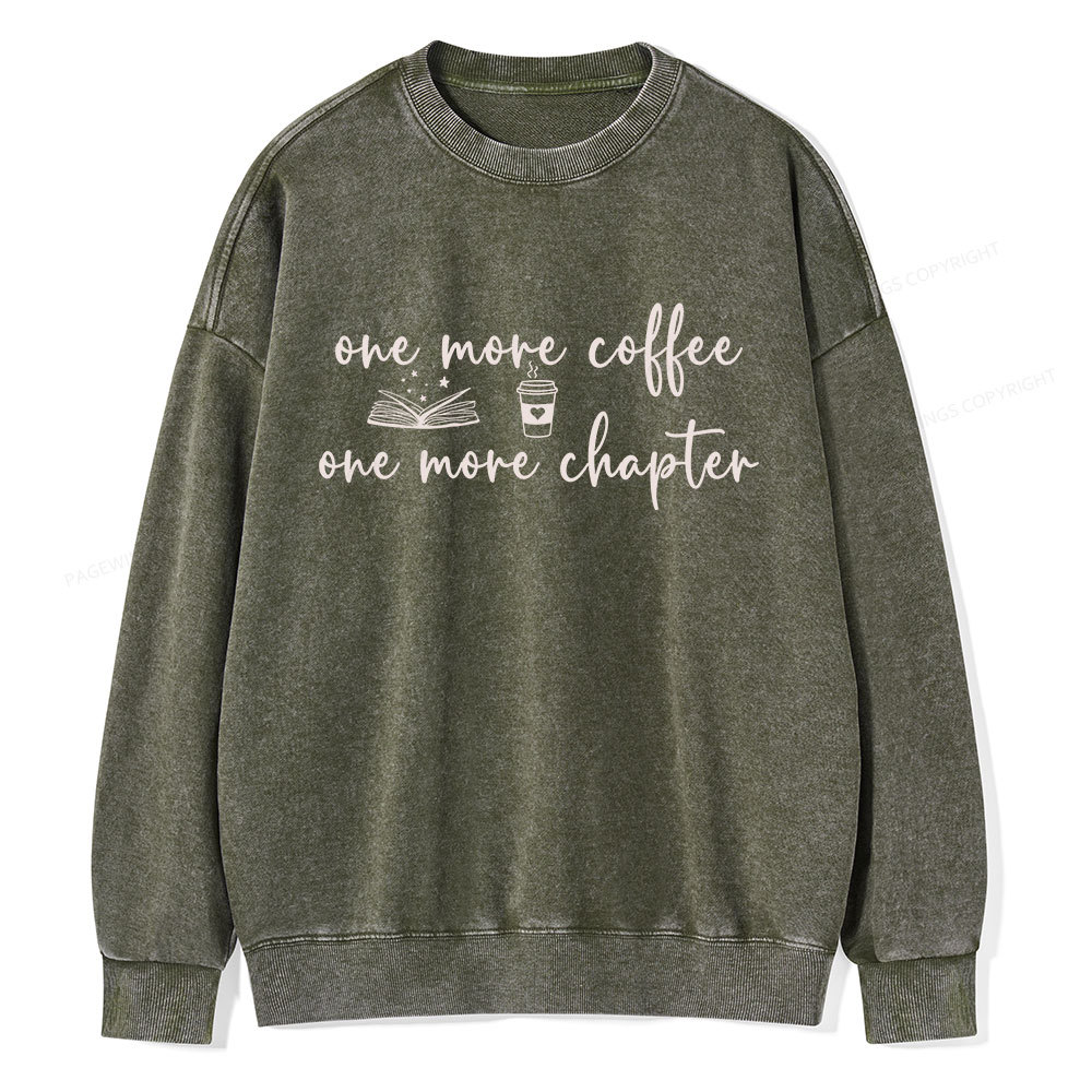 Pagewing Just One More Coffee and Books Unisex Washed Sweatshirt