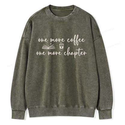 Pagewing Just One More Coffee and Books Unisex Washed Sweatshirt
