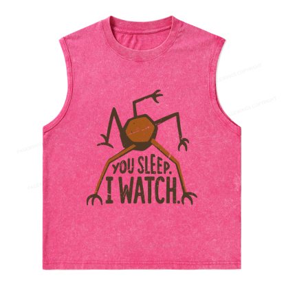 Pagewings You Sleep I Watch Unisex Washed Tank Top