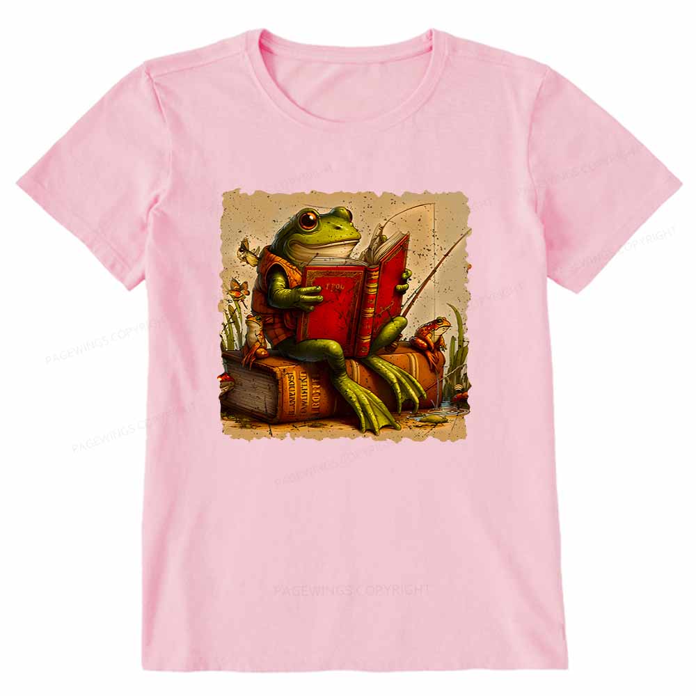 Pagewings Toad Fishing Book Reading Book Unisex Classic T-shirt
