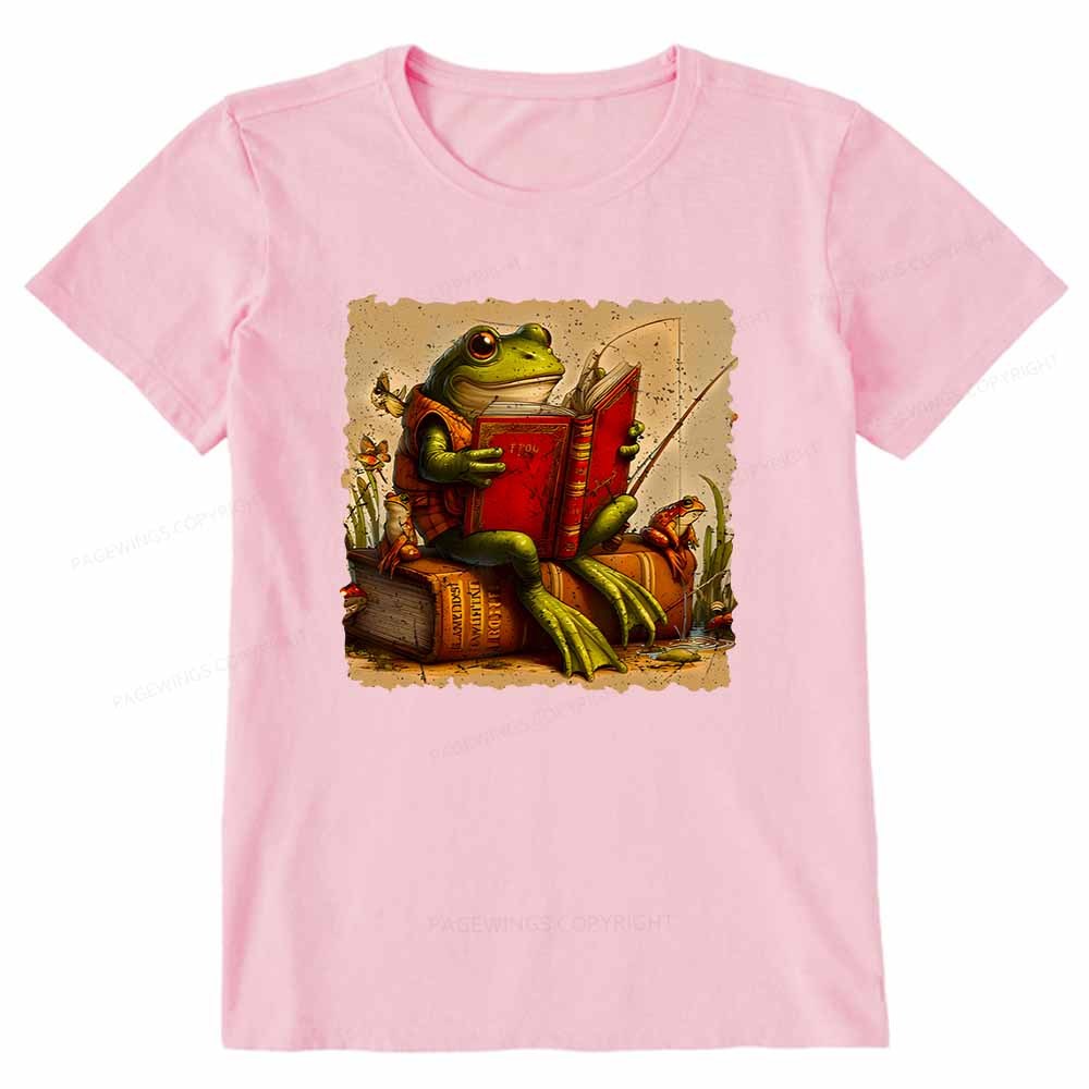 Pagewings Toad Fishing Book Reading Book Unisex Classic T-shirt