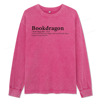 pagewings Bookdragon: Journey Through Words book lover Unisex Washed Long Sleeve T-shirt