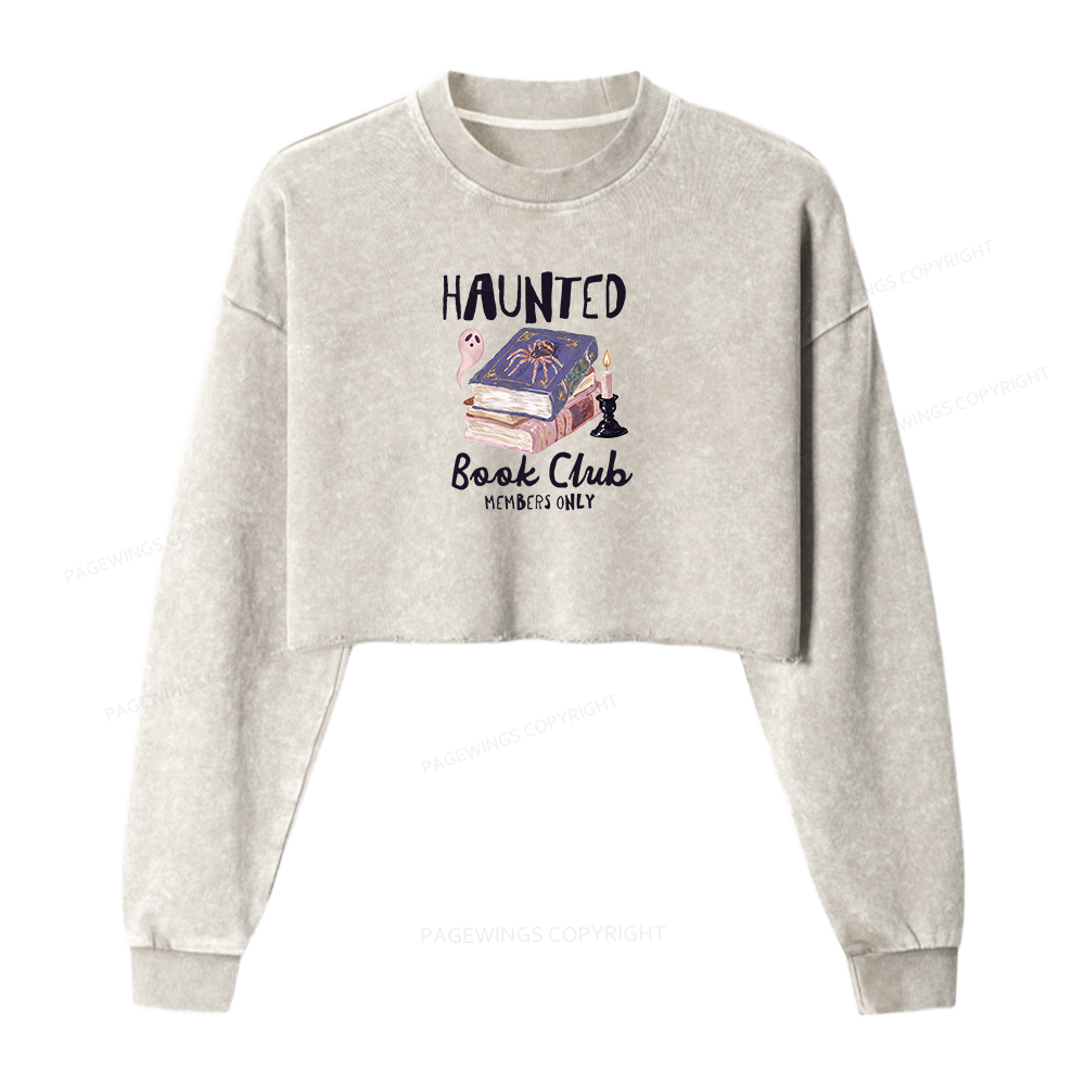 Pagewings Haunted Book Washed Crop Sweatshirt