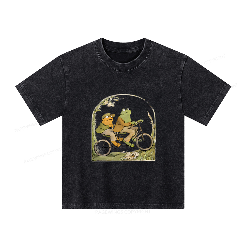 Pagewings Frog And Toad Book Vintage Unisex Kids Washed T-shirt