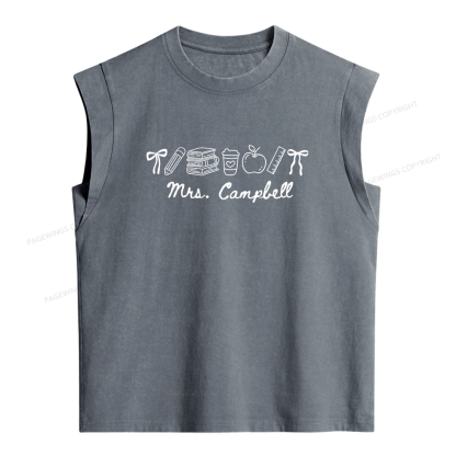 Pagewing Personalized  Name Teacher Women's Washed Tank Top