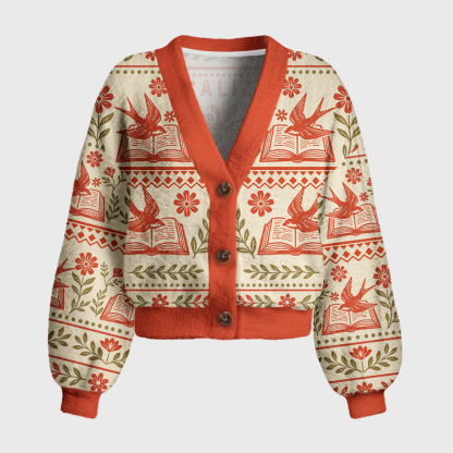 Pagewings Radicalized By Public Libraries Women's Cardigan Sweater