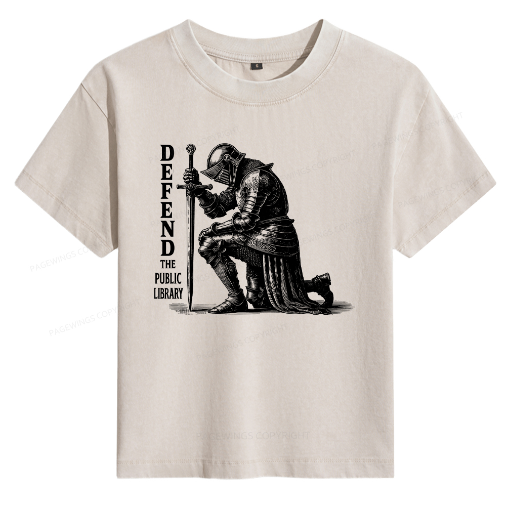 Pagewings Defend the Public Library Women's Washed T-shirt