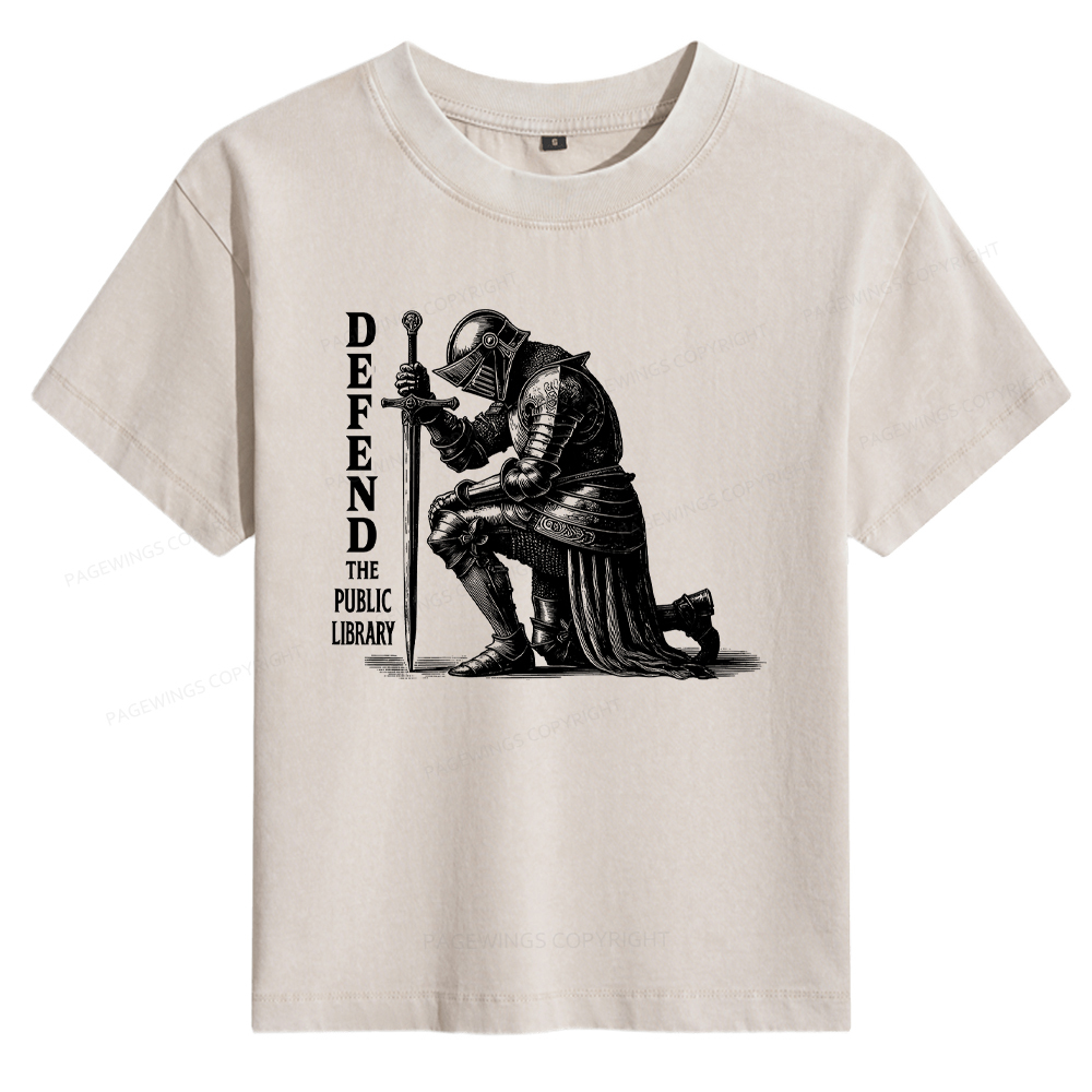 Pagewings Defend the Public Library Women's Washed T-shirt
