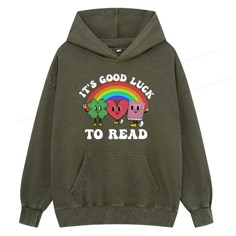 Pagewings St. Patrick's Day Librarian Unisex Washed Hoodie