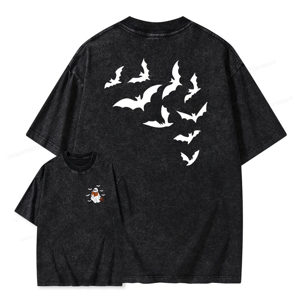 Pagewings Book Lover Halloween Unisex Washed T-shirt