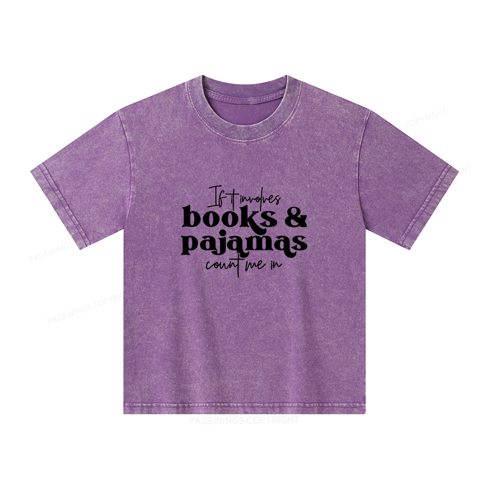 Pagewings Involves Books And Pajamas Count Me Unisex Kids Washed T-shirt