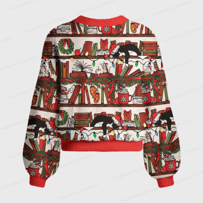 Pagewings Christmas Bookish Women's Cardigan Sweater