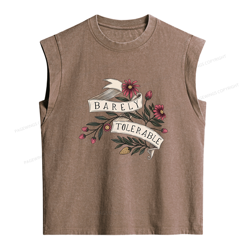 Pagewing Barely Tolerable Women's Washed Tank Top