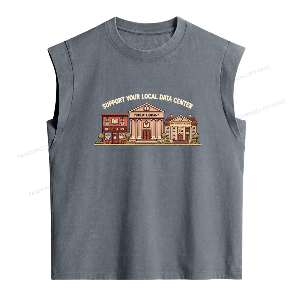 Pagewings Support Your Local Data Center Women's Washed Tank Top