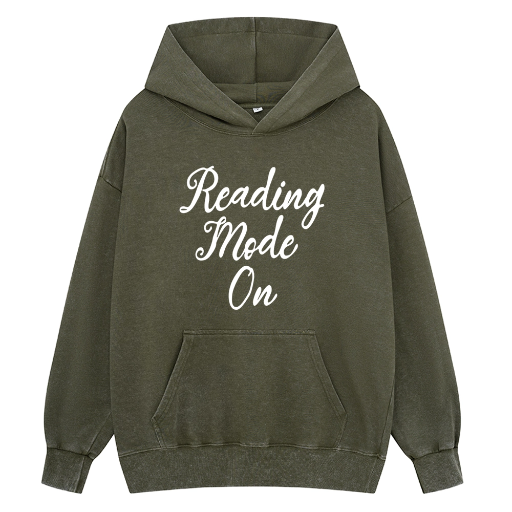 Pagewings Book Reading Mode On Unisex Washed Hoodie