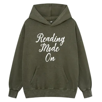Pagewings Book Reading Mode On Unisex Washed Hoodie
