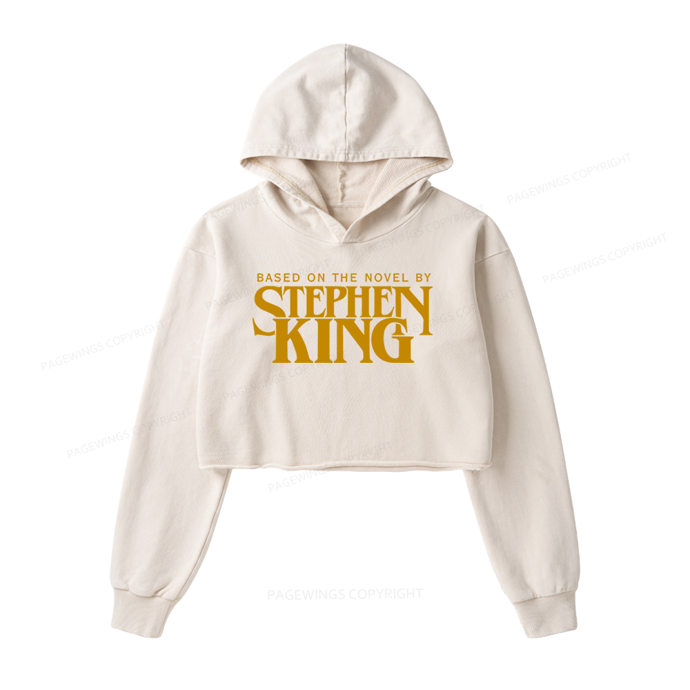 Pagewings Based On A Novel By Horror Writer Washed Crop Hoodie
