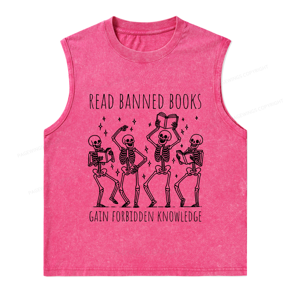 Pagewings Reading Books Tee Book Lover Gift Unisex Washed Tank Top