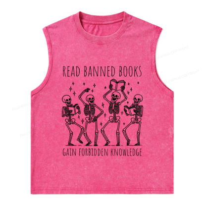 Pagewings Reading Books Tee Book Lover Gift Unisex Washed Tank Top